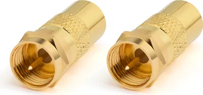 Produktbild von conecto Antennen-Adapter, F-Stecker auf IEC-Buchse, Adapter zum Verbinden von IEC-Anschlüssen mit Sat-Anschlüssen, vergoldet, 2er Set