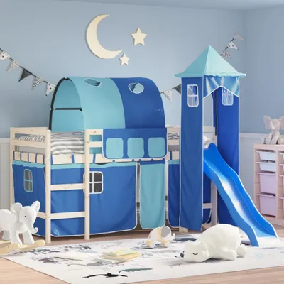 Produktbild von Vorhänge für Hochbett mit Tunnel und Turm Blau 835920