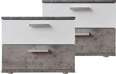 Produktbild von Nachtschrank 2er Set Beton Weiß Nina
