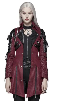 Produktbild von Punk Rave Damen Mantel - Poisonblack Rot XXL