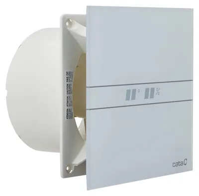 A white ventilation fan is shown from a side-angle against a white background.