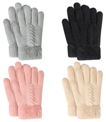 Productafbeelding van 4 Paar Gebreide Winterhandschoenen voor Kinderen