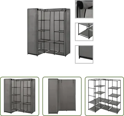 Image de The Living Store Eckkleiderschrank Grau 130 x 87 x 169 cm