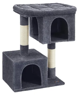Obrázok produktu pre Škrabadlo s škrabadlom – plyš a sisal – stabilná konštrukcia – šedá farba – 68 x 48 x 101 cm