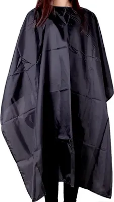Produktbild von Friseurumhang Erwachsene und Kinder mit Klettverschluss - Schwarzer Haarschneideumhang 120 x 145 cm - wasserdichter XXL Frisör Umhang für Unisex - Universal für Barber Friseursalon