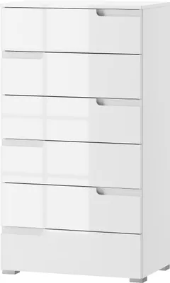 Produktbild von Furniture24 Kommode Selene 03 mit 6 Schubladen Weiß/Weiß Hochganz Schubladenkommode Schubladenschrank
