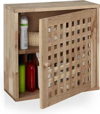 Immagine prodotto di Mensola da parete in noce con chiusura magnetica - 2 scomparti - Bagno Cucina - HBD 42 x 42 x 18 cm