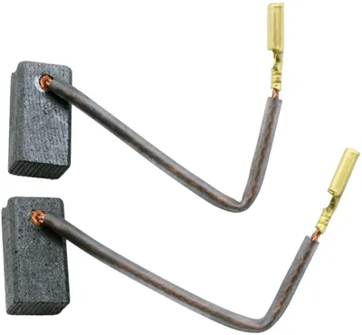 Two carbon brushes with wires and connectors are shown against a white background.