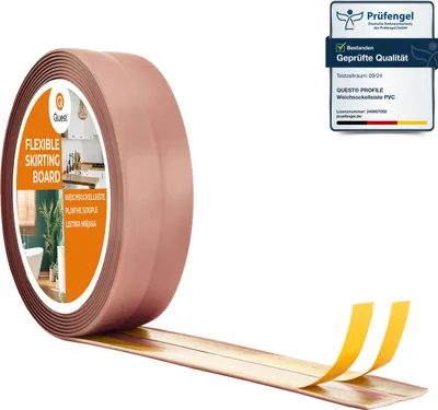 Obrázok produktu pre QUEST mäkká samolepiaca lišta 30x30mm, 15m, plastová lišta z PVC, pružná lišta na lemovanie stien, svetlohnedá
