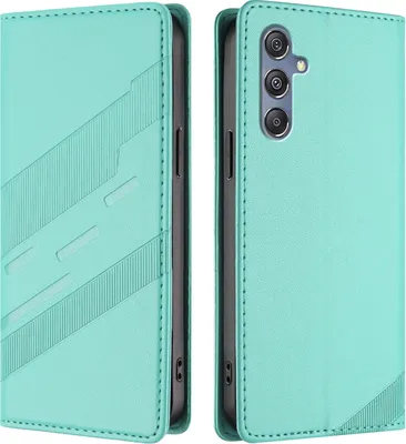 Produktbild von Hülle für Samsung Galaxy M34 5G, Kunstleder Brieftaschen Handyhülle mit Kartenfach und Standfunktion Türkis