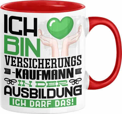 Produktbild von Versicherungskaufmann Ausbildung Tasse Geschenk Ich Bin Versicherungskaufmann In Der Ausbildung Ich Darf Das Geschenkidee Spruch (Rot)
