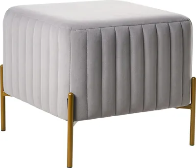 Produktbild von BELIANI Hocker Grau Samt mit Goldenen Metallbeinen 47 x 47 cm Quadratisch Glamouröser Stil Sitzhocker Fußhocker Wohnzimmer Flur
