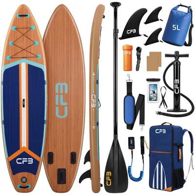 Produktbild von CFB Stand Up Paddle Board 335 mit 86 cm Standfläche, Bis zu 200kg, SUP Board mit Paddel, Pumpe, Rucksack, aufblasbares iSUP Set für Anfänger&Familien
