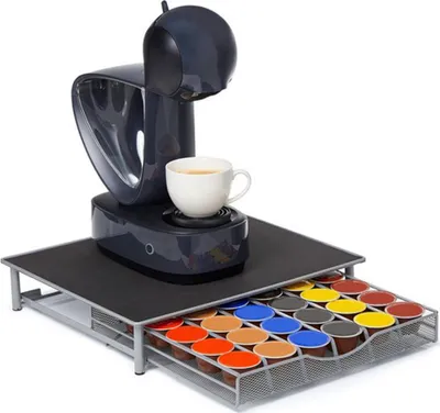 Produktbild von Kaffeekapselhalter Kapselständer für 36 Kapseln Kapselhalter Kapselspender Behälter 39x35x7.5cm Schwarz