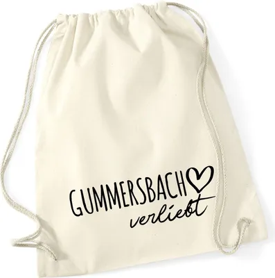 Produktbild von Huuraa Turnbeutel Gummersbach verliebt 12 Liter Natural Baumwolle Rucksack Geschenkidee