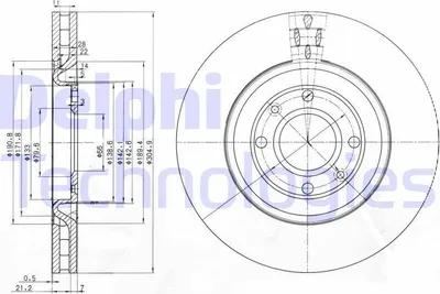 Produktbild von 2x DELPHI Bremsscheibe BG3529 passend für PEUGEOT 406 Coupe (8C) 28mm 305mm
