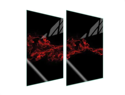 Produktbild von Herdabdeckplatten 2 teilig 35x52 Glaskeramikkochfeld Abdeckung Glas Schneidebrett Rauch Schwarz