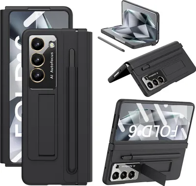 Obrázek produktu pro Ochranné pouzdro na Samsung Galaxy Z Fold 6 kožené pouzdro s koženým pantem, ochranou displeje, stojánkem a držákem na pero černé
