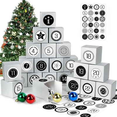 Produktbild von Adventskalender selber befüllen 24 Schachteln DIY Geschenkboxen Zahlenaufklebern