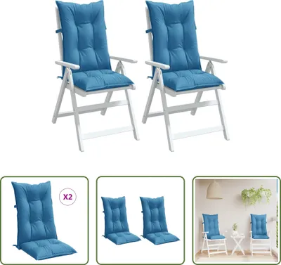 Image de Coussins pour fauteuil Hochlehner, lot de 2, mélange de couleurs bleu, 120x50x7 cm, tissu