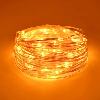 Imagen del producto de Guirnalda de luces a pilas - 5 metros - 50 LEDs - Naranja - Guirnalda de luces para interiores - Batería para Halloween - Navidad