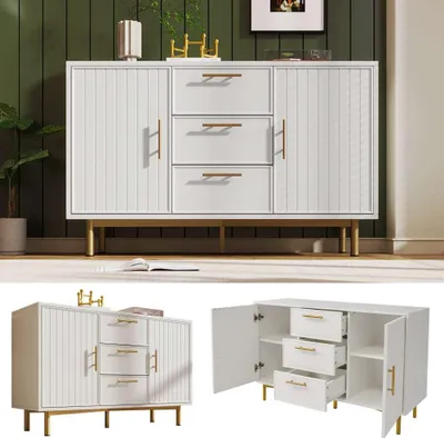 Zdjęcie produktu dla Biała toaletka z 2 szufladami, idealna jako komoda do sypialni, wszechstronny kredens, stylowy i funkcjonalny, wys. 75/B120/D40 cm