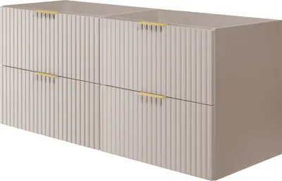 Produktbild von Waschtischunterschrank, Mattweiß, 120 (2 x 60) x 57 x 46 cm, silberner Griff, ohne Arbeitsplatte