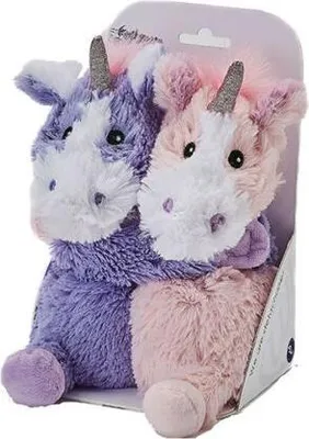 Image de Warmies Coussin Chauffant Peluche douce au micro-ondes avec parfum de lavande Licornes étreintes