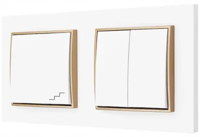 Image de Karlik Interrupteur Double Escalier Blanc/Or