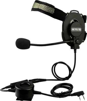 Image de Retevis EH060K Casque radio tactique, Casque militaire 2 broches PTT étanche, écouteur unilatéral(1 pièce)