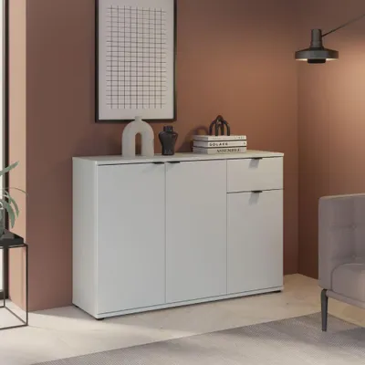 Immagine prodotto di Mobile multiuso Segno 3 ante e 1 cassetto 120 cm grigio chiaro