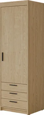 Produktbild von MIRJAN24 Kleiderschrank Elena 1D3S, Drehtürenschrank, Garderobe mit Drehtür und drei Schubladen, Kleiderstange (Farbe: Geölte Eiche)