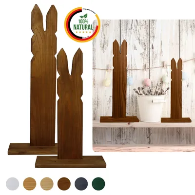 Produktbild von Floranica 2er SET Osterdeko Hase aus Holz Braun 40 und 50 cm Hoch DIY Deko Figur Ostern Frühling