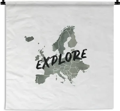 Produktbild von MuchoWow® Wandteppich Wandbehang Karten - Europa - Aquarell - Briefe 150x150 cm Tapisserie Dekoration Wandtuch - Wohnaccessoires - Modernes