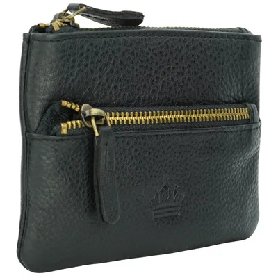 Produktbild von Schlüsseletui Damen und Herren Schlüsseltasche, Echtes Leder, 2 Taschenfächer mit Reißverschluss und zusätzlich mit einen Schlüsselanhänger