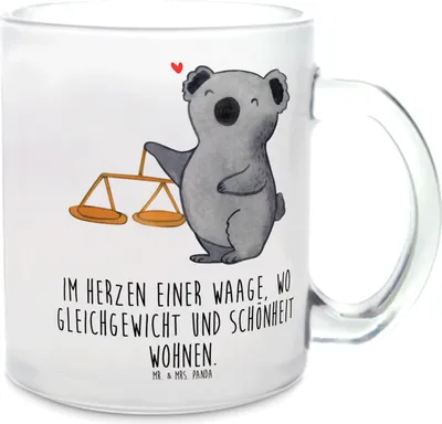 Produktbild von Mr. & Mrs. Panda Pott Waage Astrologie - Transparent - Geschenk, Horoskop, glastasse, Teetasse, Trinkglas, Sternzeichen, Kakaotasse, Geburtstagsgeschenk, Tierkreiszeichen
