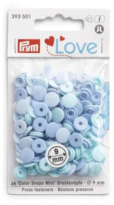 Druckknopf Love Mini Hellblau 9 mm, 1 Stück