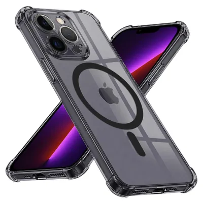 Produktbild von Techsuit - Stoßfestes transparentes MagSafe-Silikon-Case für iPhone 13 Pro - rauchschwarz