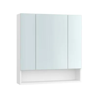 Obrázek produktu pro Koupelnová skříňka Rootz Cloud White – úložný prostor – dřevotříska, sklo – moderní design – 16,5 cm x 70 cm x 75 cm