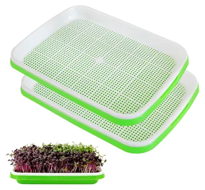 Produktbild von 2 Anzuchtschalen für Kresse und Sprossen, Microgreens Anzuchtschalen mit Keimschale, Praktisches Anzuchtset