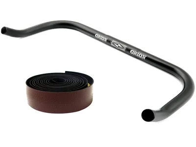 Produktbild von Bullhorn Fixie Singlespeed Lenker [Schwarz 440 mm] mit Lenkerband Spezial Braun