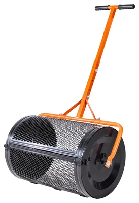 Produktbild von VEVOR Kompoststreuer, höhenverstellbarer Griff von 24,4-25,6", 24" breit, Rasen- und Garten-Torfmooswalze mit seitlichen Riegeln, pulverbeschichteter Stahlgitterkorb zum Streuen von Mist, Oberboden, schwarz, 24 Zoll-3 Gänge-Verbessert Schwarz