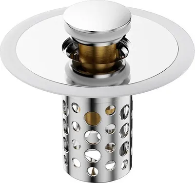 Immagine prodotto di INF Nucleo a scatto per lavabo in acciaio inox, silicone e ottone D'argento