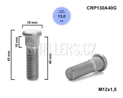Obrázek produktu pro Kolový svorník šteft M12x1,5x40G tisícihran průměr 13,0mm CRP130A40G