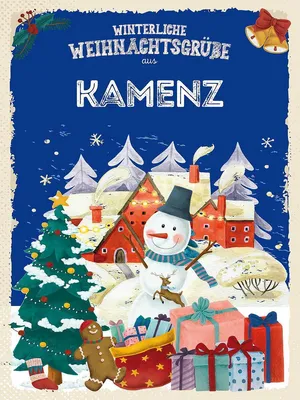 Produktbild von vianmo Holzschild 40x30 cm Weihnachtsgrüße aus KAMENZ
