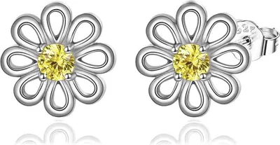 Image de 925 boucles d'oreilles en argent sterling marguerite pour les femmes et les filles, hypoallergénique