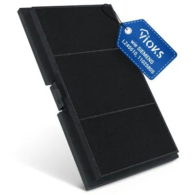 A charcoal filter for a range hood, shown at an angle against a white background.
