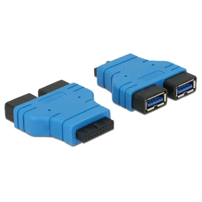 Produktbild von DeLOCK USB3.0/2xUSB3.0, USB 3.0, 2 x USB 3.0-A, Schwarz, Blau