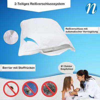 Image de Taie d'oreiller anti-allergique 100 % coton 40 x 60 cm