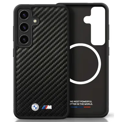 Zdjęcie produktu dla Etui BMW Leather Carbon MagSafe do Samsung Galaxy S25 czarny